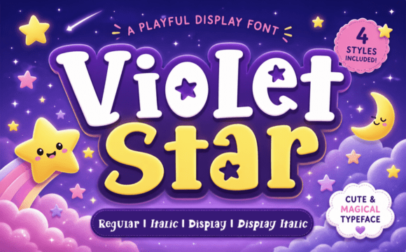 Violet Star: A Playful Display Font for Digital Brand Moments